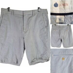 J. Crew Shorts Seersucker Mens Size 34 Blue White Striped Chino Pockets Resort